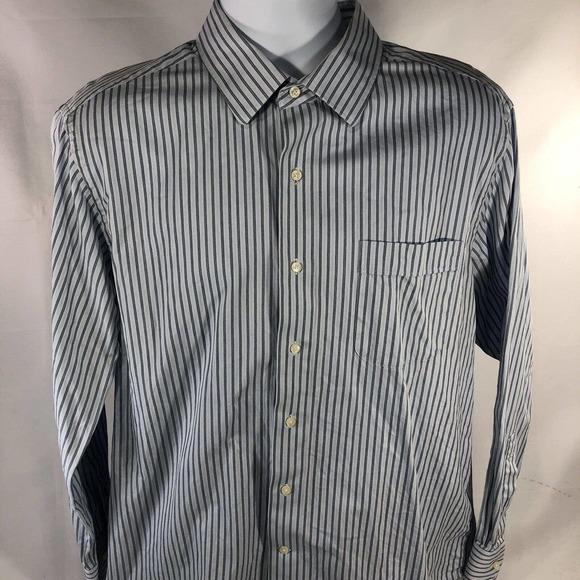 Tommy Bahama Shirt Mens 17 34-35 Casual Striped Collared Long Sleeve Button Down - Picture 1 of 12